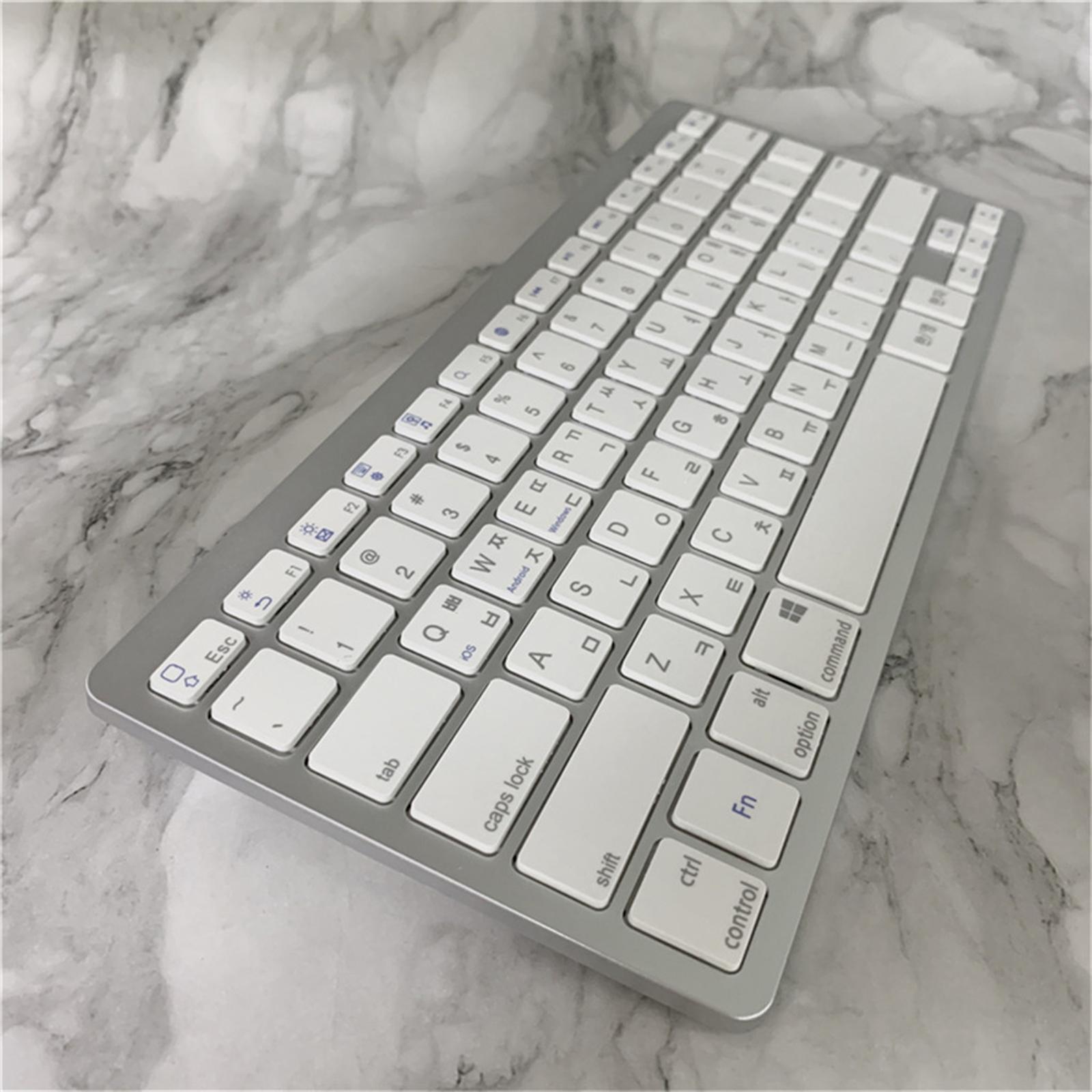Silver  Korean 78 Keys Wireless Bluetooth Keyboard for Computer Stylish
