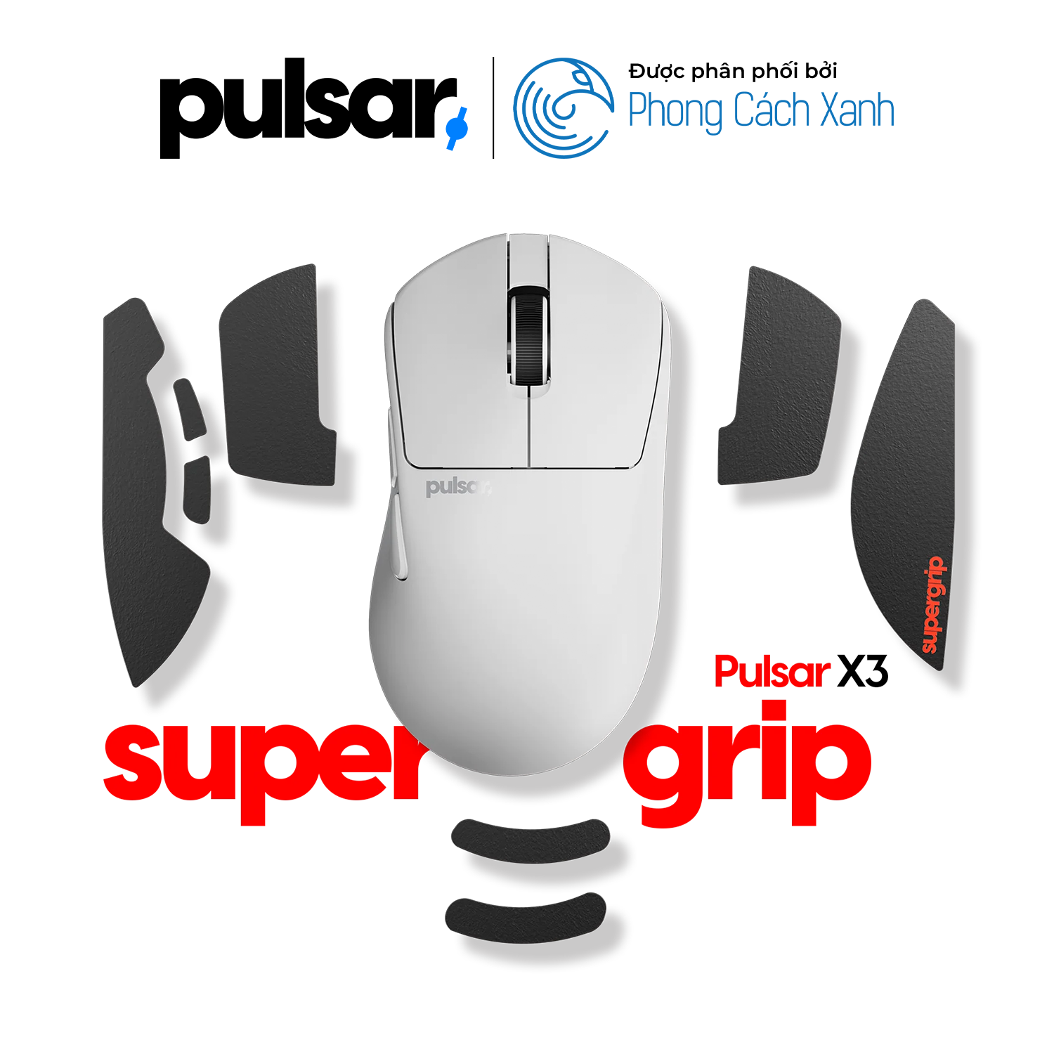 Miếng dán chống trượt Pulsar Supergrip - Grip Tape Precut for Pulsar X3 RHD - Hàng Chính Hãng