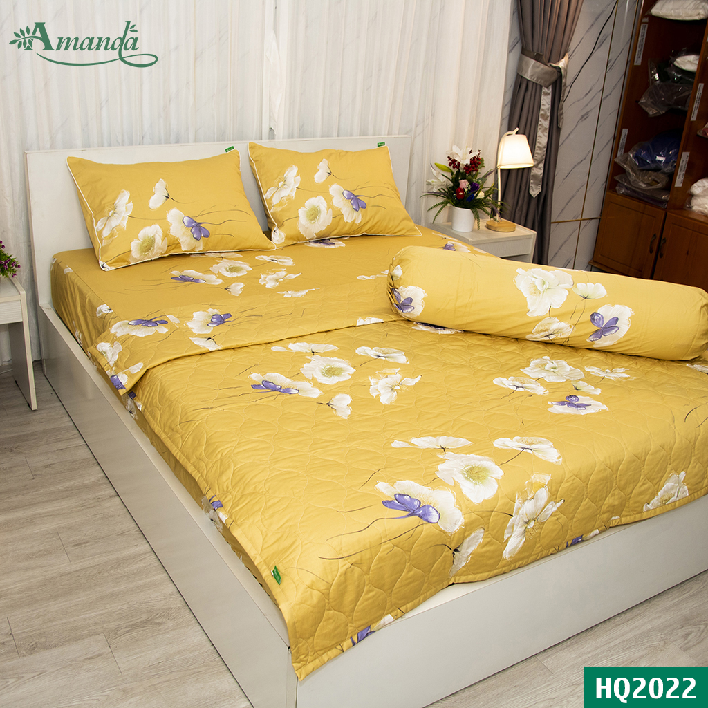 Vỏ gối ôm 35*105cm Amanda HQ2022, chất liệu cotton lụa satin Hàn Quốc được may khóa kéo dễ dàng sử dụng và vệ sinh