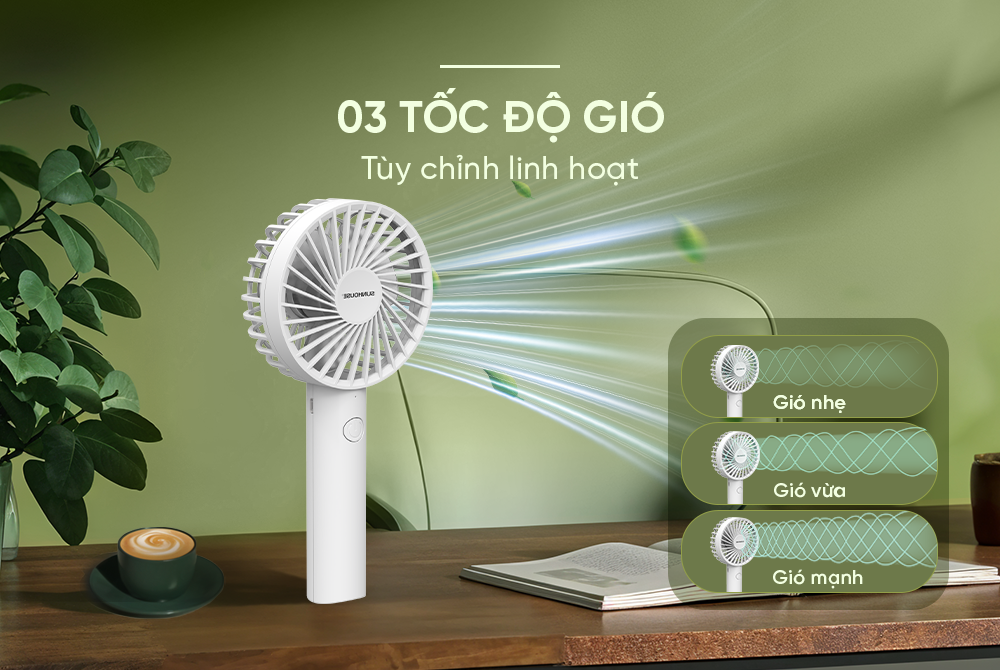 Quạt sạc mini cầm tay Sunhouse SHD7109 - Hàng chính hãng