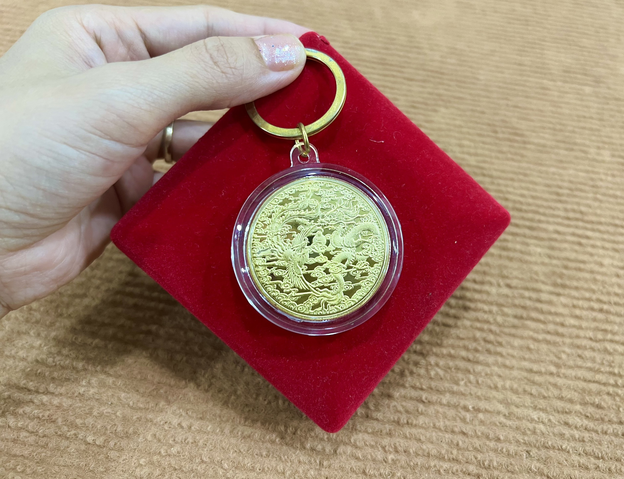 Móc khóa Đồng Xu Long Phụng sum vầy
