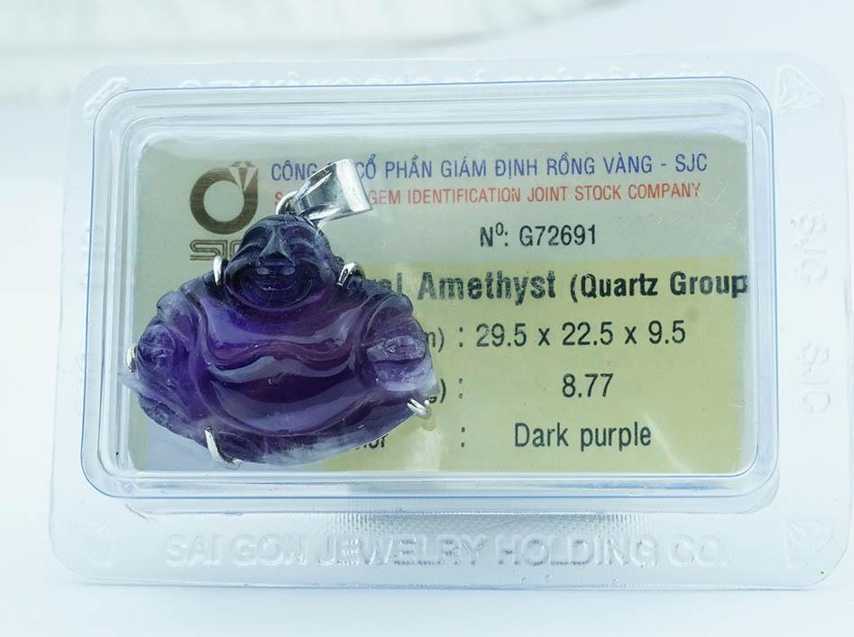 Mặt Dây Chuyền Phật Di Lặc Thạch Anh Tím Amethyst Tự Nhiên Kiểm Định
