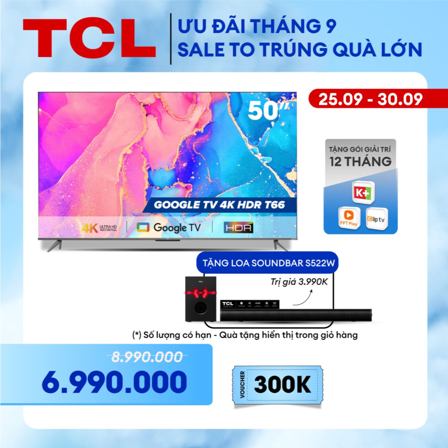 [Sản phẩm mới nhất 2022] GOOGLE Tivi 50'' 4K HDR - 50T66 - Gam Màu Rộng Dolby Audio - Tivi Giá Rẻ Chất Lượng - Bảo Hành 2 Năm - Hàng chính hãng