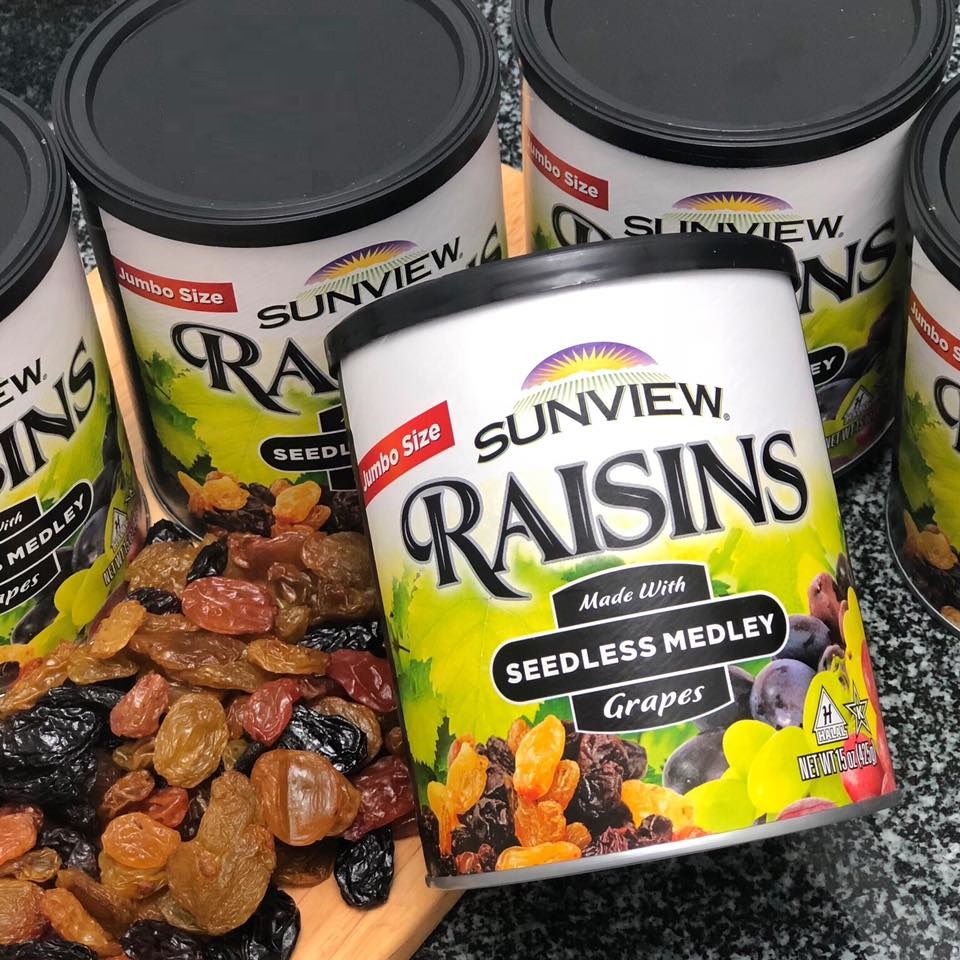 Nho khô Sunview Raisins Mỹ không hạt 3 màu Giàu Vitamin khoáng chất, Món ăn vặt tốt cho tim mạch (425g/hộp) - Massel Official