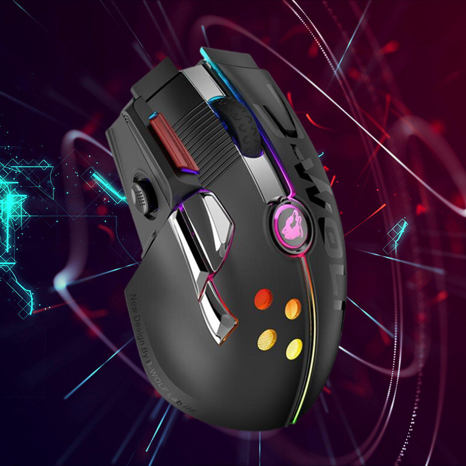 2.4G USB   Wireless RGB LED Gaming Mouse Mice 12000DPI for Gamer Black