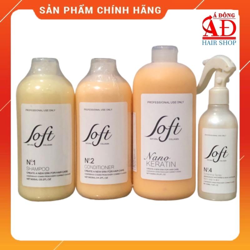 Bộ dầu gội xả hấp ủ Keratin Nano Soft Nature phục hồi tóc siêu mềm mượt