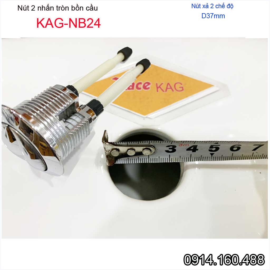 Nút 2 nhấn xả bồn cầu Kaiser, nút nhấn cầu xả 2 nhấn tròn lỗ sứ D3.7-4 cm, nút xả cầu KAG-NB24
