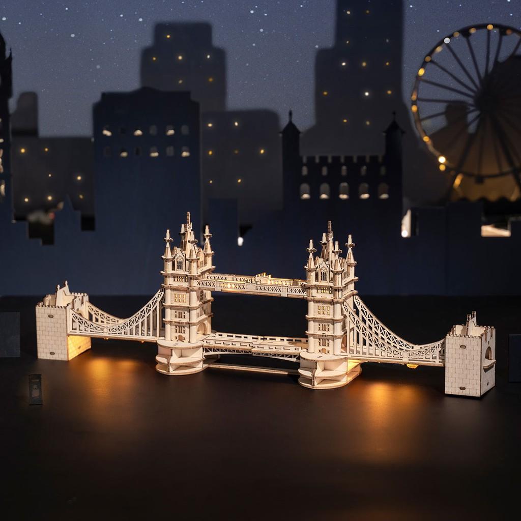 Đồ chơi lắp ráp gỗ 3D Mô hình Cầu Tháp Luân Đôn Tower Bridge TG412 Kèm đèn LED