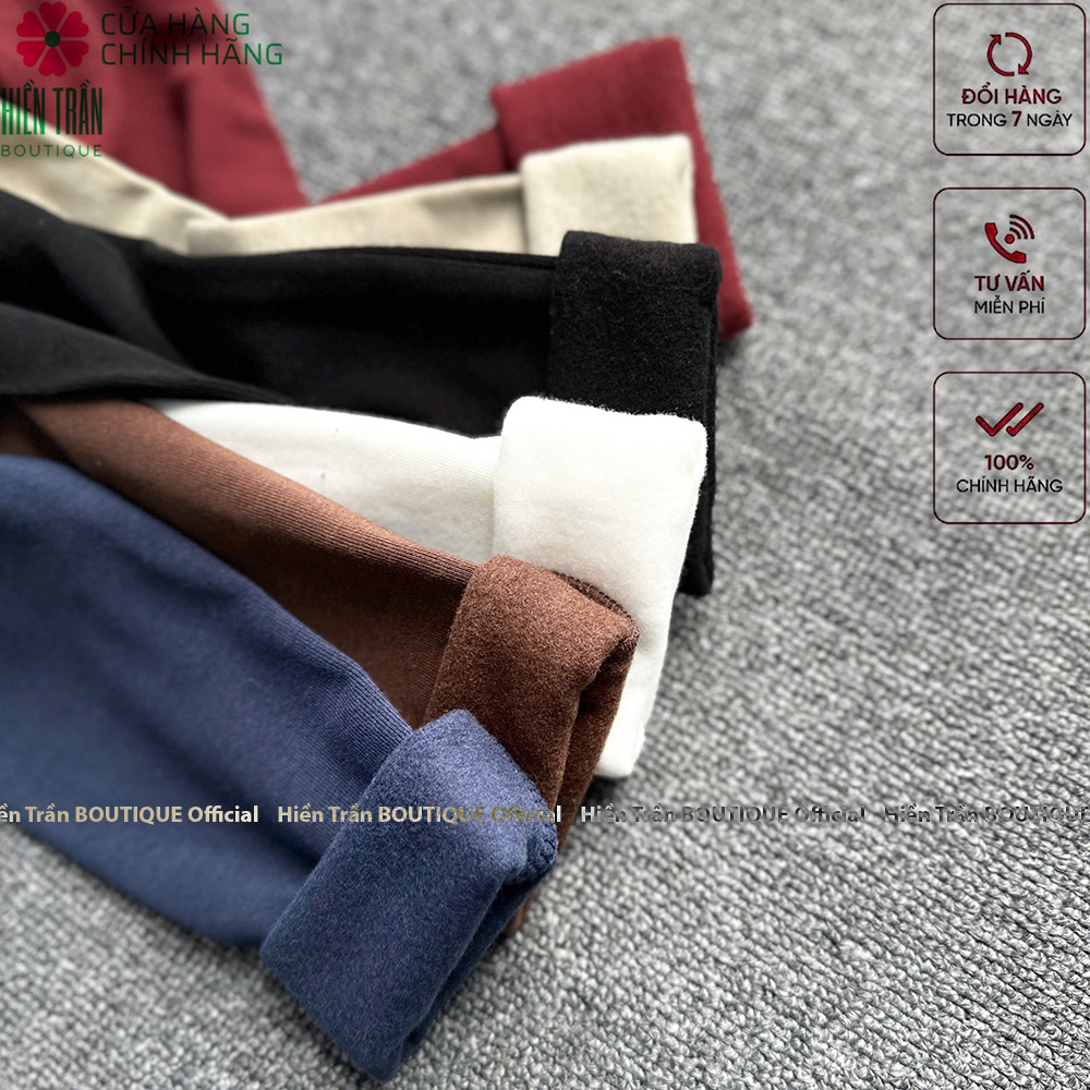 Áo giữ nhiệt nữ cổ cao có lót lông Hiền Trần BOUTIQUE siêu mềm, co giãn 4 chiều A7