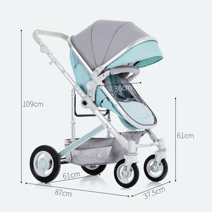 Xe đẩy em bé, xe đẩy trẻ sơ sinh 2 chiều 3 tư thế có giảm xóc nôi tháo rời bánh xe cao su