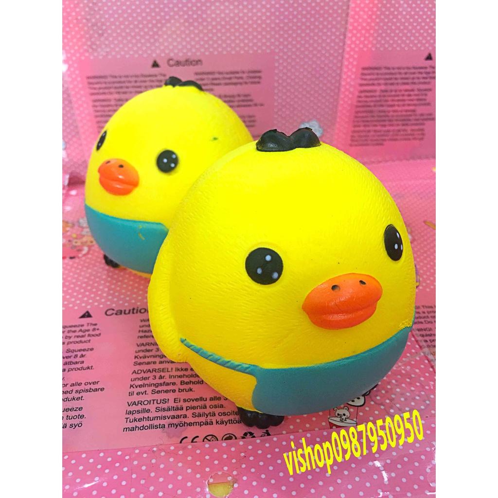 Đồ Chơi Squishy Hình Con Gà Vui Nhộn Squishy gà con Đeo Yếm Xanh