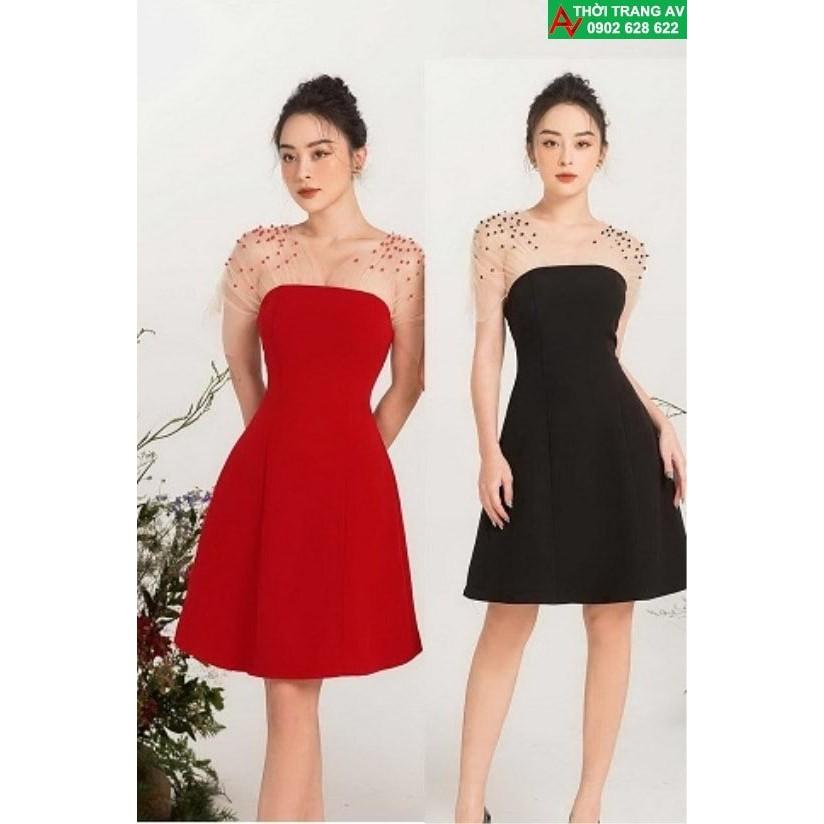 AV6449 - Đầm xòe cúp ngực phối lưới
