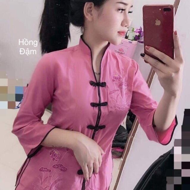 ĐỒ LAM ĐI CHÙA Sẩm Thêu Cổ Tàu sss1