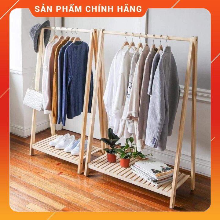 Giàn treo quần áo bằng gỗ, kệ phơi đồ đa năng chữ A