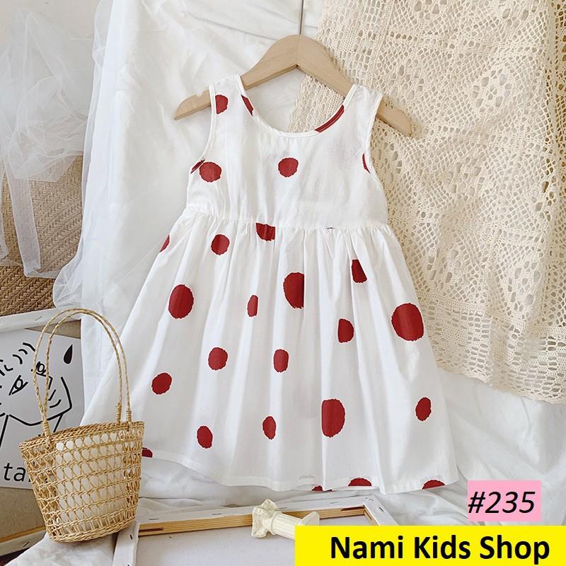 Váy kiểu sát nách họa tiết chấm bi sz 13-20kg hàng Quảng Châu cao cấp cho bé
