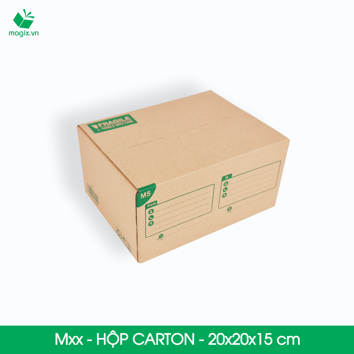 Hộp 20x20x15 cm - Combo 100 thùng hộp carton đóng hàng - tùy chọn chất lượng