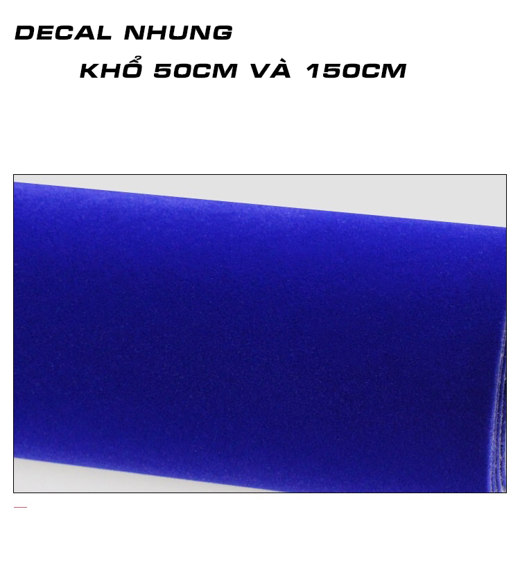Decal nhung màu xanh coban khổ 50cm x 1m