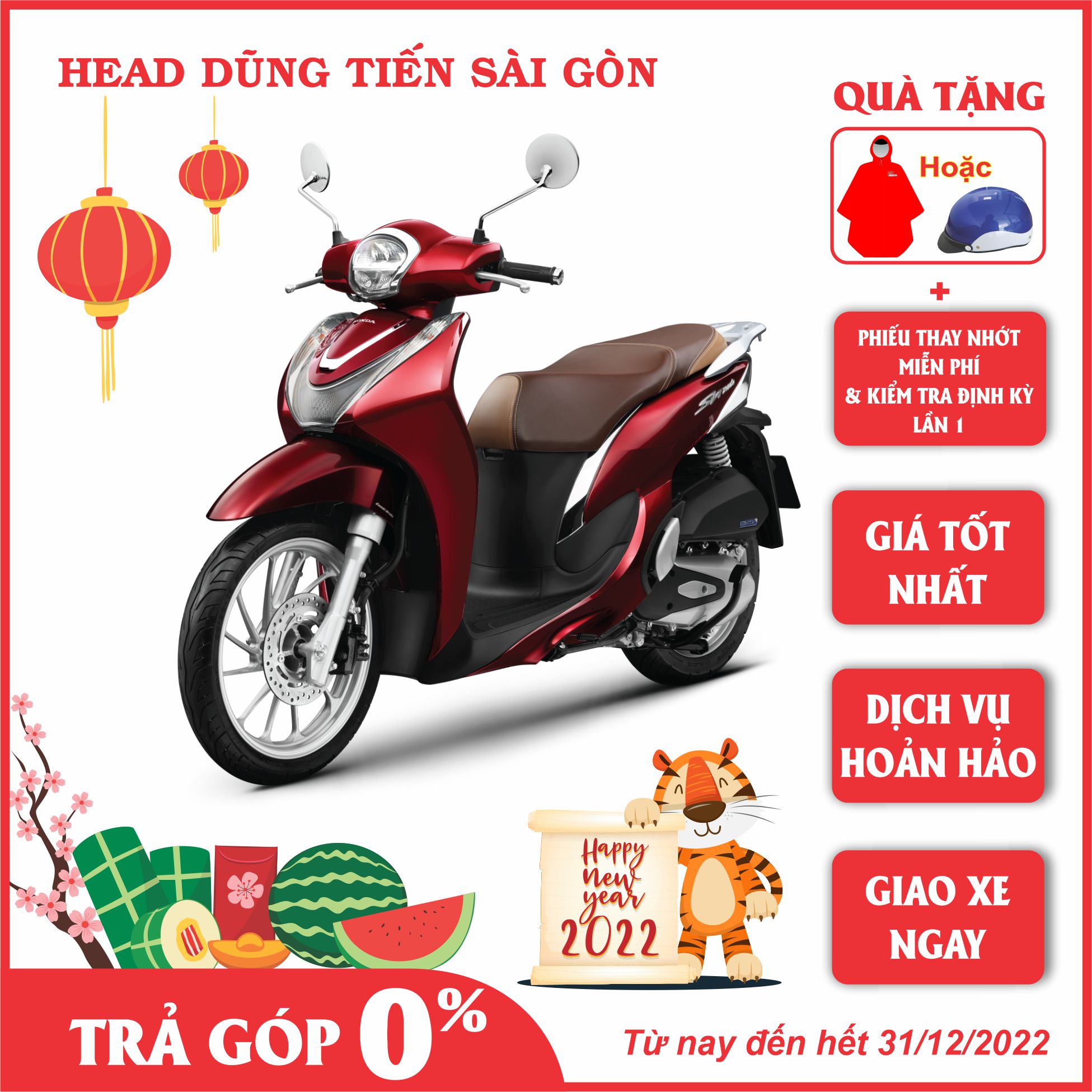 Xe Máy Honda SH Mode Tiêu Chuẩn CBS 2022- Đỏ