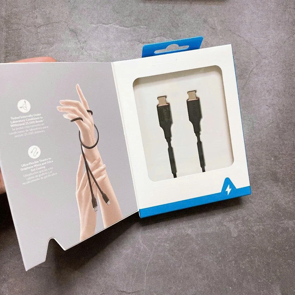 Cáp Sạc Nhanh Anker PowerLine III Flow Type-C to C 100W 5A –  A8553 Chính Hãng.Hàng Nhập Khẩu