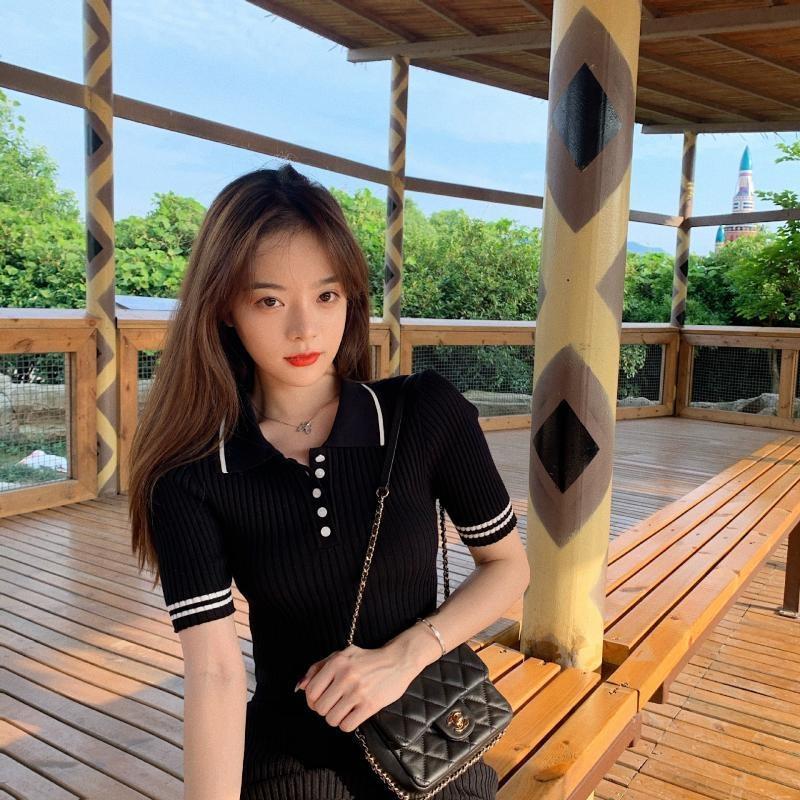 MS564 Váy đầm polo len nữ viền màu dáng ôm
