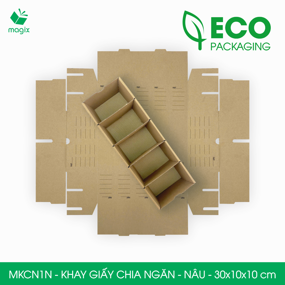 MKCN1N - 30x10x10 cm - 10 khay giấy carton chia ngăn - Khay đựng đồ linh kiện, văn phòng phẩm