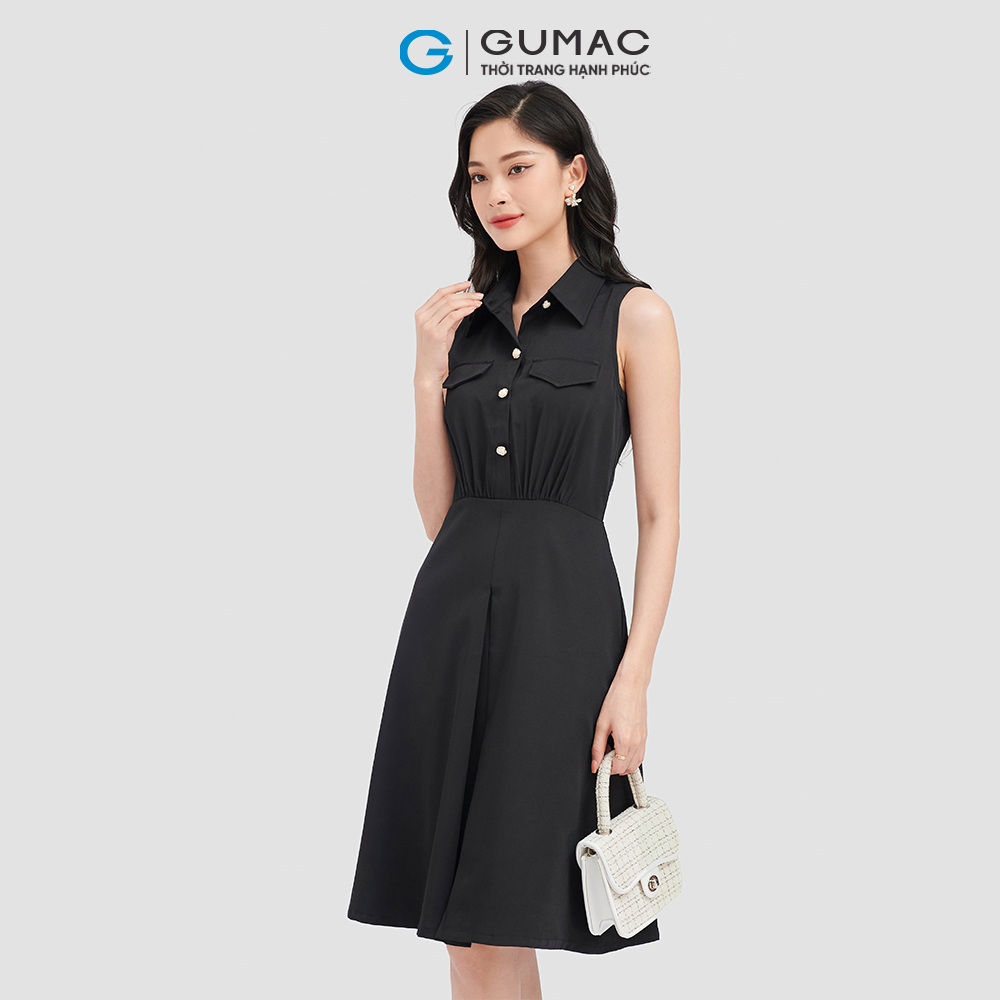 Đầm sơ mi GUMAC DC08097 không tay thời trang công sở