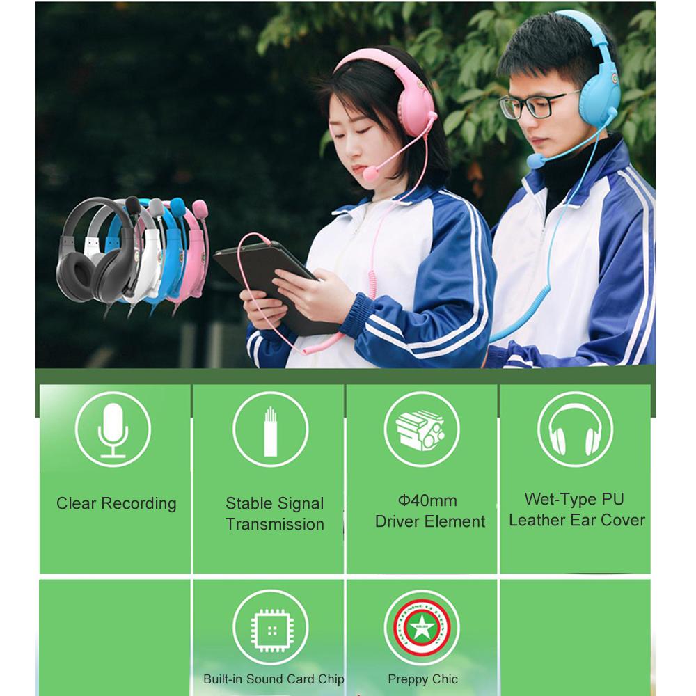 Tai nghe có dây A566H dành cho máy tính dành cho sinh viên Tai nghe loại bỏ tiếng ồn nhẹ với micrô cho giáo dục học tập trực tuyến