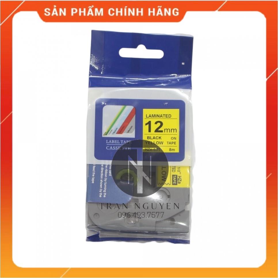 Hình ảnh Nhãn In Brother HZe-631 - Đen nền vàng 12mm x 8m - Hàng nhập khẩu