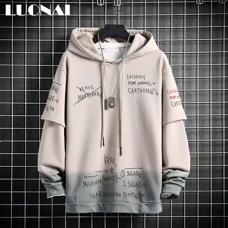 Áo Hoodie Nam Giả Hai Lớp Size M-3Xl Phong Cách Hàn Quốc Gồm 3 Màu