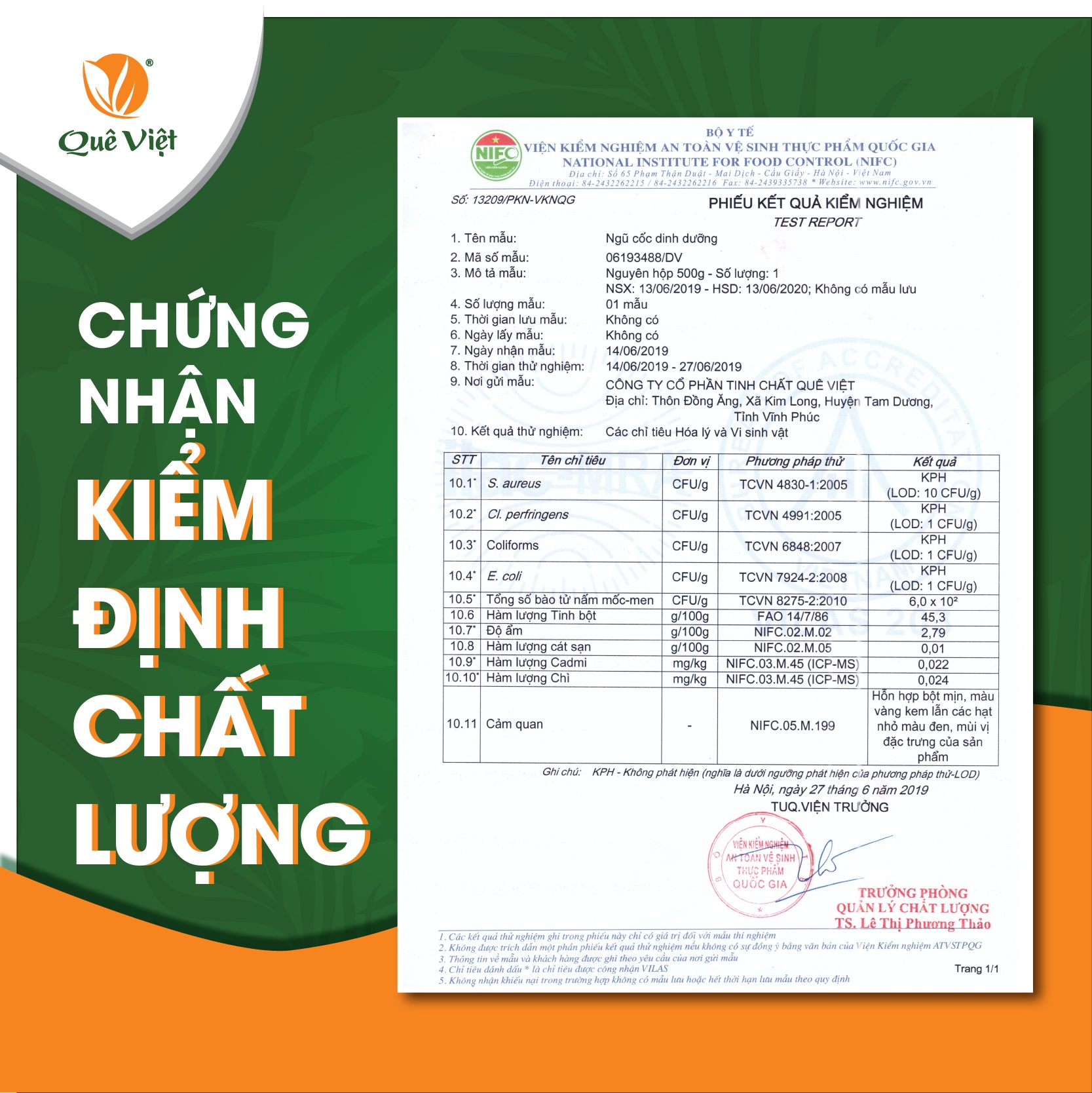 Ngũ cốc dinh dưỡng ăn sáng Quê Việt bổ sung vitamin và dinh dưỡng cần thiết (Combo 2 hộp X 500gr/hộp)