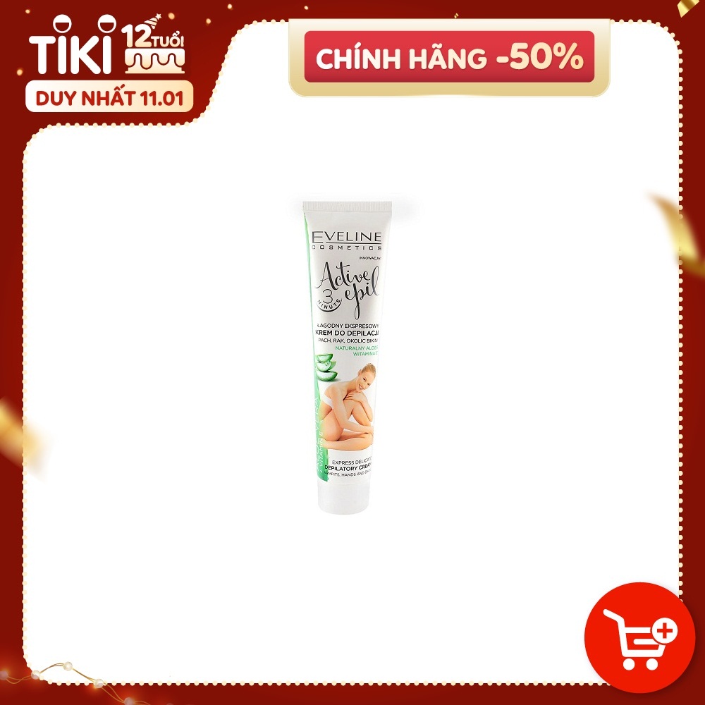 [Tặng Mascara-Son Eveline] Kem tẩy lông chiết xuất lô hội dành cho da nhạy cảm EVELINE ACTIVE EPIL (Tay, Nách, Bikini) 125ml