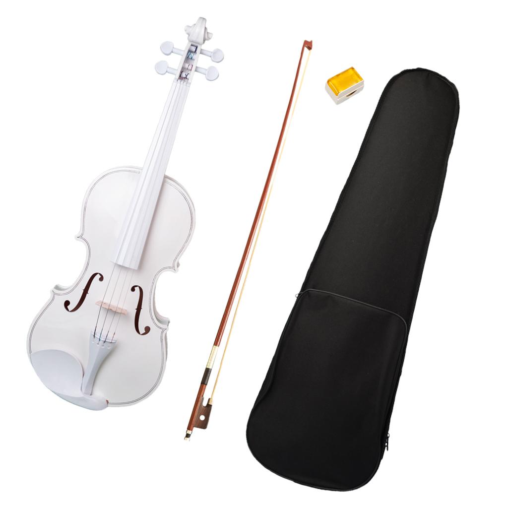 4/4 White Solid Wood Violin Kit With Case Bow Rosin For Beginners Students