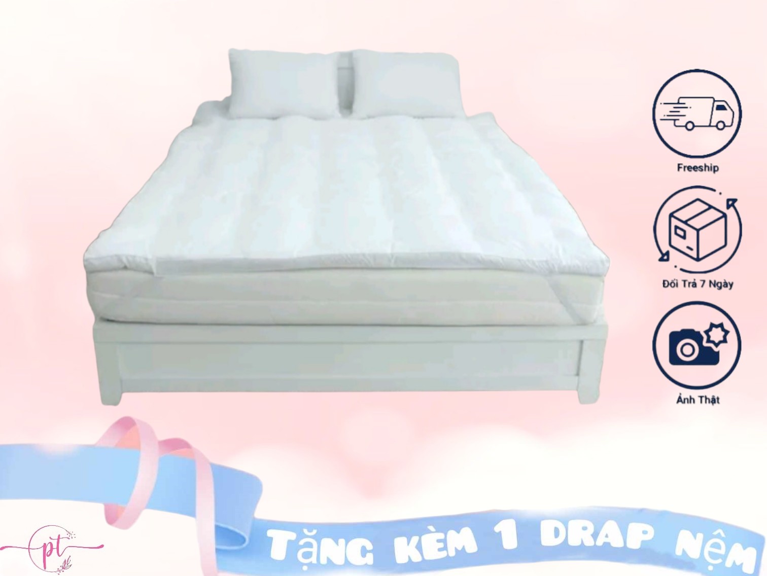 Topper khách sạn 5 sao – Nệm Topper bông Microfiber cao cấp – Tấm làm mềm nệm  - Topper lông vũ nhân tạo