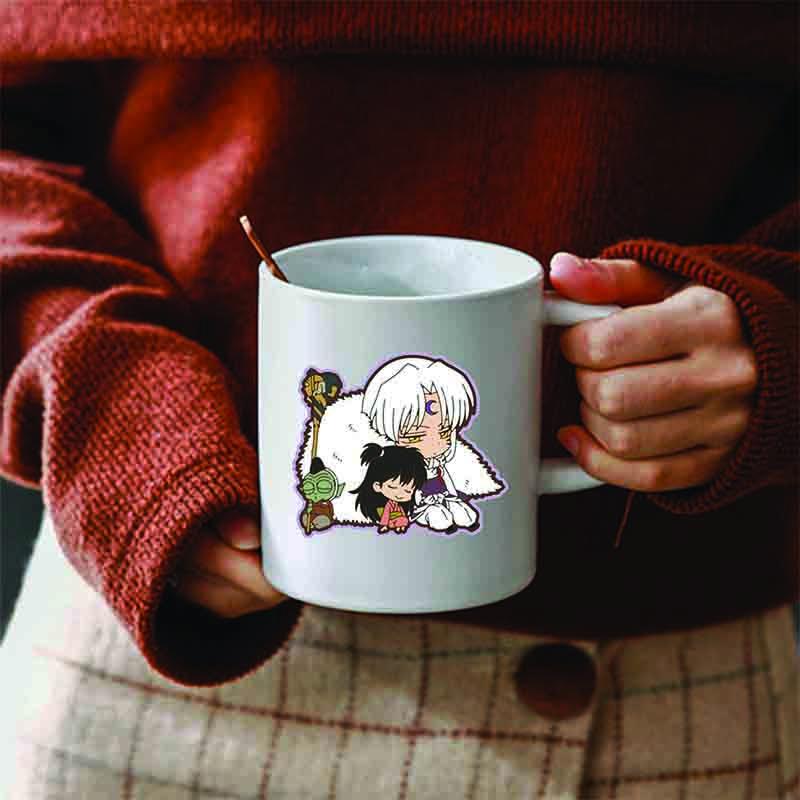 Cốc ly sứ trắng in hình INUYASHA Khuyển Dạ Xoa anime chibi dễ thương xinh xắn