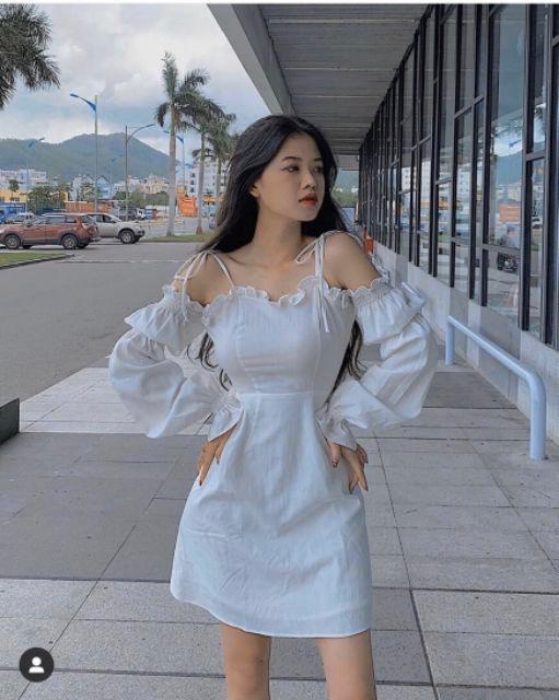 Đầm trễ vai buộc dây hot trend siêu xinh