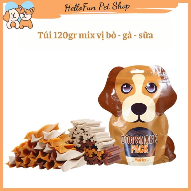 Bánh thưởng làm sạch răng, xương gặm thơm miệng cho chó Dog Snack Pack Yaho (Túi 120gr)