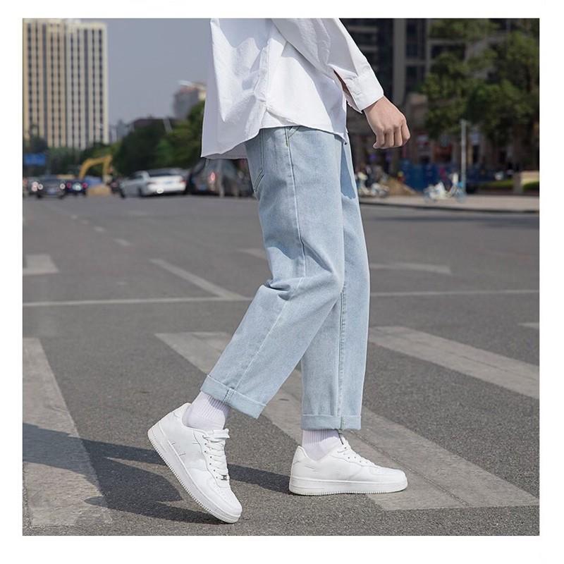 Quần Jean Baggy nam xanh sáng nhạt ống xuông rộng TR03 style hàn quốc 2021