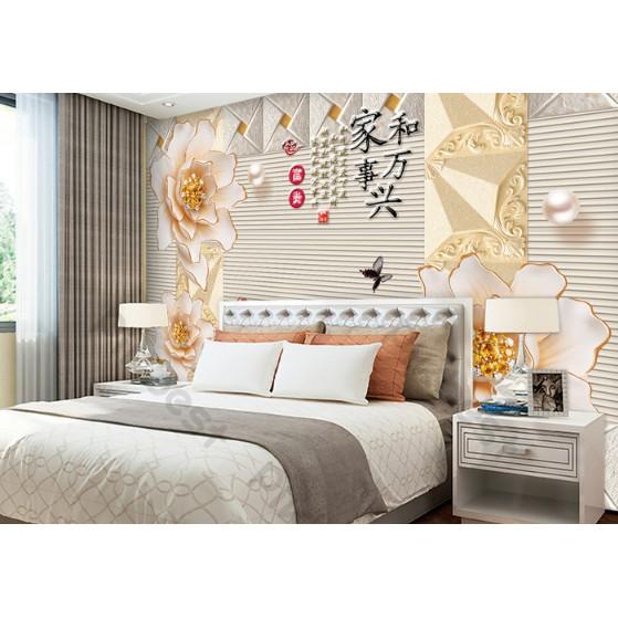 Tranh dán tường Tranh bức tường hoa trang sức nổi bật, tranh dán tường 3d hiện đại MS1213875