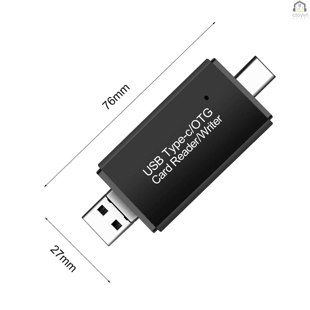 Đầu đọc thẻ nhớ USB loại C 3 trong 1 nhỏ gọn tiện dụng