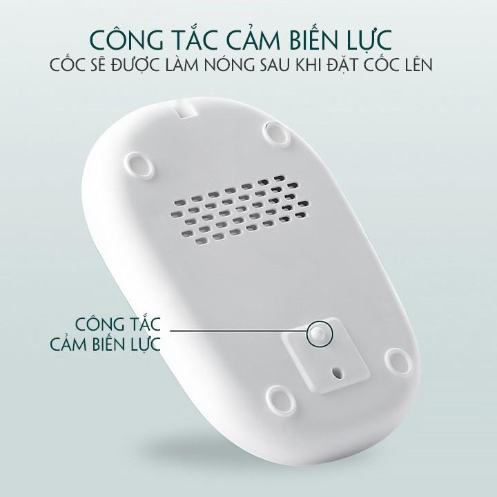 Cốc hâm nóng đồ uống kèm đế điện, Bộ cốc hâm nóng kèm thìa mạ vàng cao cấp tiện dụng - T2K Shop