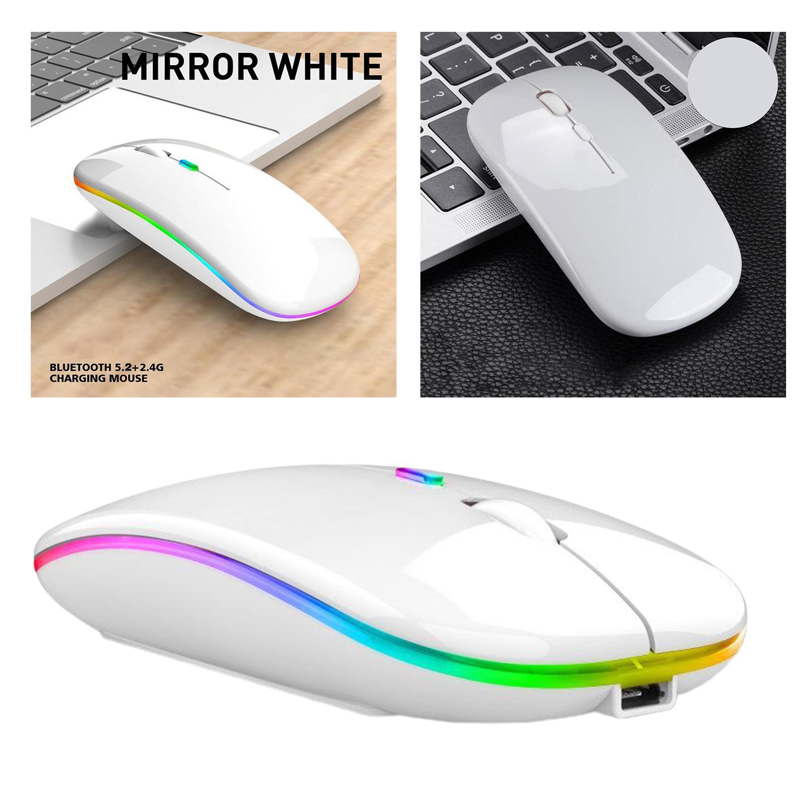 Silent LED Wireless Mouse Rechargeable Optical Office Laptop White