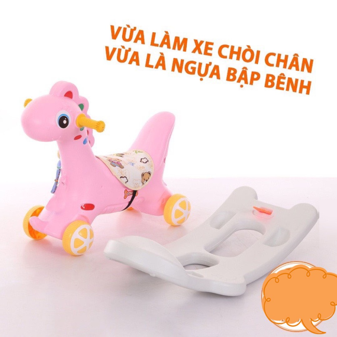 NGỰA BẬP BÊNH có BÁNH XE - KIÊM XE CHÒI CHÂN - có bộ phát nhạc