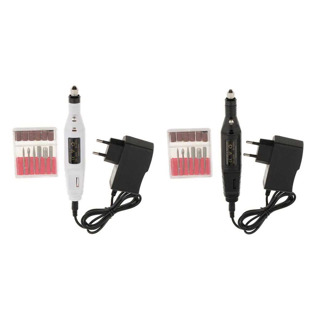 Mini Electric Nail Drill Art Manicure File Polish Buffing Pedicure Tool Set EU Plug