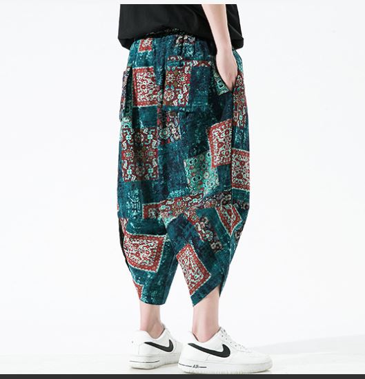 Quần Jogger Nam Lửng Chất Thô Đũi Họa Tiết