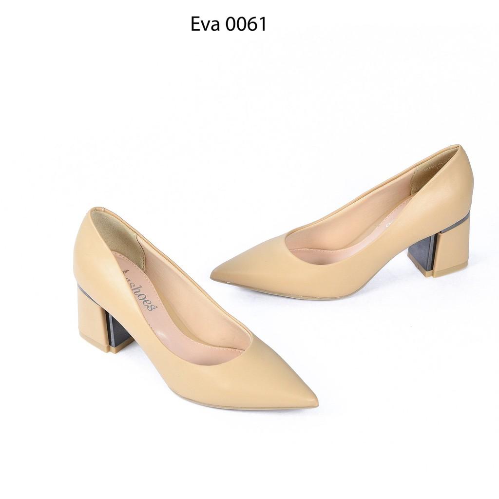 Giày cao gót đế vuông mũi nhọn da cao cấp 7cm Thương hiệu Evashoes