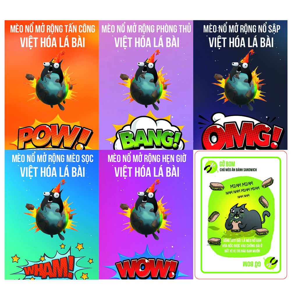 Combo 05 Bộ Mở Rộng Mèo Nổ Board Game Bản Đẹp Việt Hóa Lá Bài