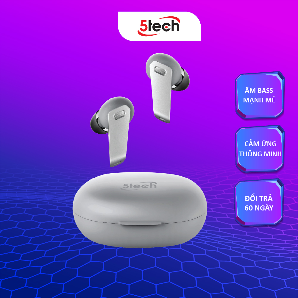 Tai nghe bluetooth, tai nghe không dây 5TECH 5T229 nhét tai, hàng chính hãng full chức năng cảm ứng nhậy âm thanh chuẩn HIFI