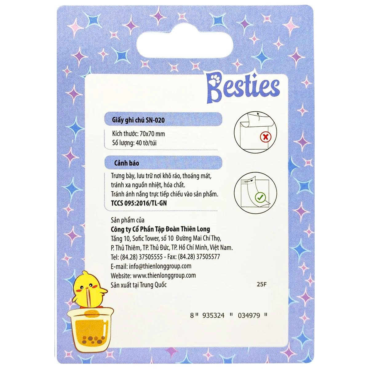 Giấy Ghi Chú Besties - 70 x 70 mm - 73 x 73 mm - Thiên Long  - Màu Ngẫu Nhiên