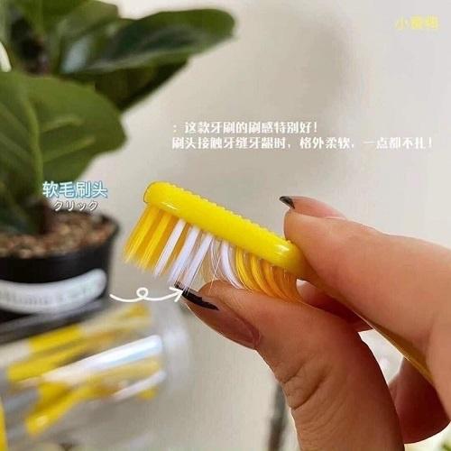 Hộp 8 Chiếc Bàn Chải Đánh Răng Vịt Vàng G-Duck Có Kèm Đầu Cạo Rơ Lưỡi