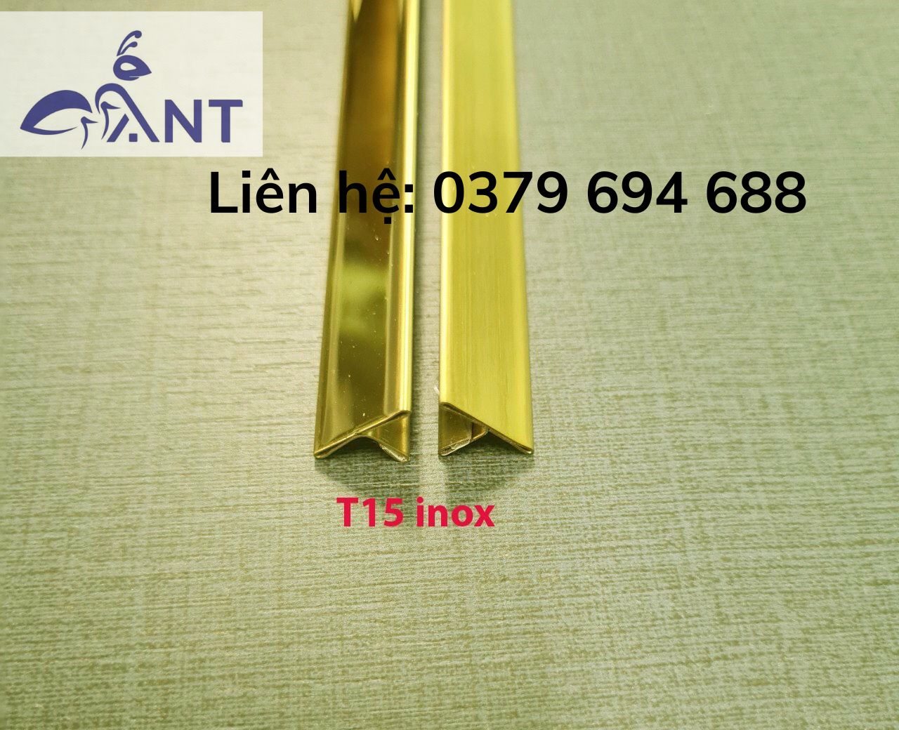 Nẹp inox t15, bào chấn vuông cạnh, trang trí nhà cửa, dày 0.8, thanh dài 2m44, giá bán theo thanh